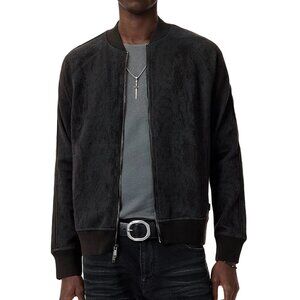 John Varvatos Collection Men's Riggins Python Jacquard Zip Bomber Jacket Black